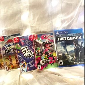 All brand new haven’t been open.3 Nintendo switch games and 1 ps4 game